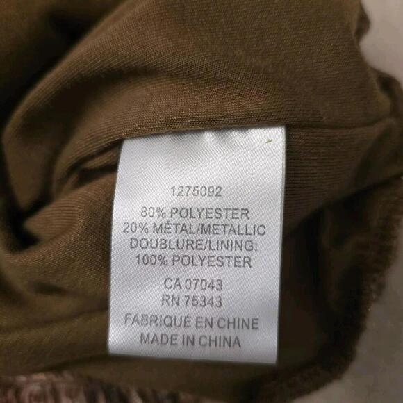 Joie Long Sleeve Smocked Brown Metallic Printed Blouse Size L Lined Lightweight - Picture 5 of 5